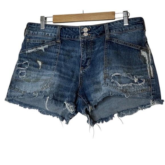 Pilcro Shorts The Wanderer Women's 30 Blue Denim Mid Rise Beach Summer Resort - Picture 1 of 8